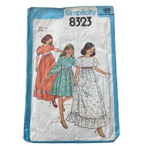 Simplicity 8323 Girls Dress Sewing Pattern Size 14 Vintage 1977 Dressmaking CUT